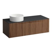 LAUFEN ARUN Zásuvkový element 1200, s 1 zásuvkou, s výrezom vľavo, s vrchnou doskou Ardesia Nera, 1205x505x390 mm, Noce Canaletto – drevená dyha 630, H4151221516301