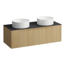 LAUFEN ARUN Zásuvkový element 1200, s 1 zásuvkou, s výrezom vľavo a vpravo, s vrchnou doskou Ardesia Nera, 1205x505x390 mm, Bledý dub 250, H4151241512501