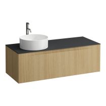 LAUFEN ARUN Zásuvkový element 1200, s 1 zásuvkou, s výrezom vľavo, s vrchnou doskou Ardesia Nera vr. otvoru pre batériu, 1205x505x390 mm, Bledý dub 250, H4151261512501