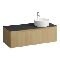 LAUFEN ARUN Zásuvkový element 1200, s 1 zásuvkou, s výrezom vpravo, s vrchnou doskou Ardesia Nera vr. otvoru pre batériu, 1205x505x390 mm, Bledý dub 250, H4151271512501