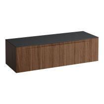 LAUFEN ARUN Zásuvkový element 1400, s 2 zásuvkami, bez výrezu, s vrchnou doskou Ardesia Nera, 1405x505x390 mm, Noce Canaletto – drevená dyha 630, H4151301516301