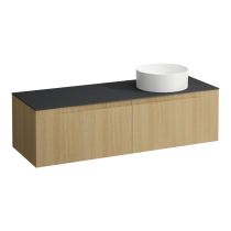 LAUFEN ARUN Zásuvkový element 1400, s 2 zásuvkami, s výrezom vpravo, s vrchnou doskou Ardesia Nera, 1405x505x390 mm, Špeciálne farby 990, H4151331519901