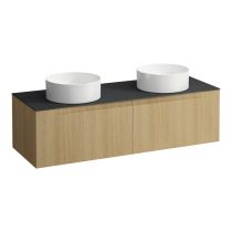 LAUFEN ARUN Zásuvkový element 1400, s 2 zásuvkami, s výrezom vľavo a vpravo, s vrchnou doskou Ardesia Nera, 1405x505x390 mm, Špeciálne farby 990, H4151341519901