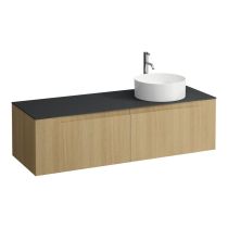 LAUFEN ARUN Zásuvkový element 1400, s 2 zásuvkami, s výrezom vpravo, s vrchnou doskou Ardesia Nera vr. otvoru pre batériu, 1405x505x390 mm, Špeciálne farby 990, H4151371519901