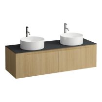 LAUFEN ARUN Zásuvkový element 1400, s 2 zásuvkami, s výrezom vľavo a vpravo, s vrchnou doskou Ardesia Nera vr. otvoru pre batériu, 1405x505x390 mm, Špeciálne farby 990, H4151391519901