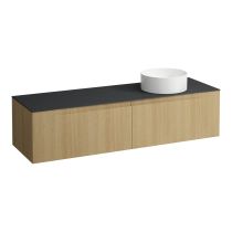 LAUFEN ARUN Zásuvkový element 1600, s 2 zásuvkami, s výrezom vpravo, s vrchnou doskou Ardesia Nera, 1605x505x390 mm, Špeciálne farby 990, H4151431519901