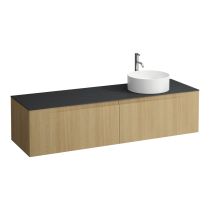 LAUFEN ARUN Zásuvkový element 1600, s 2 zásuvkami, s výrezom vpravo, s vrchnou doskou Ardesia Nera vr. otvoru pre batériu, 1605x505x390 mm, Špeciálne farby 990, H4151471519901