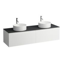 LAUFEN ARUN Zásuvkový element 1600, s 2 zásuvkami, s výrezom vľavo a vpravo, s vrchnou doskou Ardesia Nera vr. otvoru pre batériu, 1605x505x390 mm, Multicolour farby 999, H4151491519991