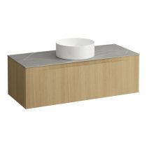 LAUFEN ARUN Zásuvkový element 1200, s 1 zásuvkou, s výrezom uprostred, s vrchnou doskou Piasentina Grigio, 1205x505x390 mm, Bledý dub 250, H4161211512501