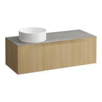 LAUFEN ARUN Zásuvkový element 1200, s 1 zásuvkou, s výrezom vľavo, s vrchnou doskou Piasentina Grigio, 1205x505x390 mm, Špeciálne farby 990, H4161221519901