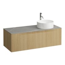 LAUFEN ARUN Zásuvkový element 1200, s 1 zásuvkou, s výrezom vpravo, s vrchnou doskou Piasentina Grigio vr. otvoru pre batériu, 1205x505x390 mm, Špeciálne farby 990, H4161271519901