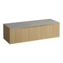 LAUFEN ARUN Zásuvkový element 1400, s 1 zásuvkou, bez výrezu, s vrchnou doskou Piasentina Grigio, 1405x505x390 mm, Bledý dub 250, H4161301512501