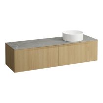 LAUFEN ARUN Zásuvkový element 1600, s 2 zásuvkami, s výrezom vpravo, s vrchnou doskou Piasentina Grigio, 1605x505x390 mm, Špeciálne farby 990, H4161431519901