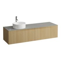 LAUFEN ARUN Zásuvkový element 1600, s 2 zásuvkami, s výrezom vľavo, s vrchnou doskou Piasentina Grigio vr. otvoru pre batériu, 1605x505x390 mm, Špeciálne farby 990, H4161461519901