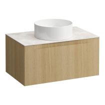 LAUFEN ARUN Zásuvkový element 800, s 1 zásuvkou, s výrezom uprostred, s vrchnou doskou Botticino Crema, 805x505x390 mm, Bledý dub 250, H4171011512501