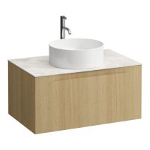 LAUFEN ARUN Zásuvkový element 800, s 1 zásuvkou, s výrezom uprostred, s vrchnou doskou Botticino Crema vr. otvoru pre batériu, 805x505x390 mm, Bledý dub 250, H4171051512501