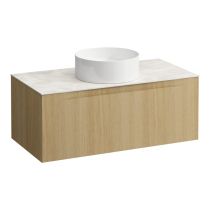 LAUFEN ARUN Zásuvkový element 1000, s 1 zásuvkou, s výrezom uprostred, s vrchnou doskou Botticino Crema, 1005x505x390 mm, Bledý dub 250, H4171111512501