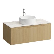 LAUFEN ARUN Zásuvkový element 1000, s 1 zásuvkou, s výrezom uprostred, s vrchnou doskou Botticino Crema vr. otvoru pre batériu, 1005x505x390 mm, Bledý dub 250, H4171151512501