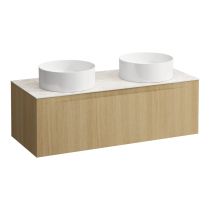 LAUFEN ARUN Zásuvkový element 1200, s 1 zásuvkou, s výrezom vľavo a vpravo, s vrchnou doskou Botticino Crema, 1205x505x390 mm, Špeciálne farby 990, H4171241519901