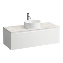 LAUFEN ARUN Zásuvkový element 1200, s 1 zásuvkou, s výrezom uprostred, s vrchnou doskou Botticino Crema vr. otvoru pre batériu, 1205x505x390 mm, Multicolour farby 999, H4171251519991