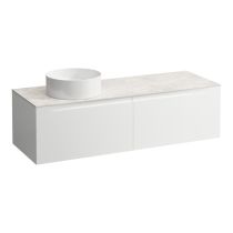 LAUFEN ARUN Zásuvkový element 1400, s 2 zásuvkami, s výrezom vľavo, s vrchnou doskou Botticino Crema, 1405x505x390 mm, Multicolour farby 999, H4171321519991