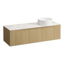 LAUFEN ARUN Zásuvkový element 1400, s 2 zásuvkami, s výrezom vpravo, s vrchnou doskou Botticino Crema, 1405x505x390 mm, Bledý dub 250, H4171331512501