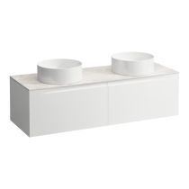 LAUFEN ARUN Zásuvkový element 1400, s 2 zásuvkami, s výrezom vľavo a vpravo, s vrchnou doskou Botticino Crema, 1405x505x390 mm, Multicolour farby 999, H4171341519991