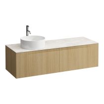 LAUFEN ARUN Zásuvkový element 1400, s 2 zásuvkami, s výrezom vľavo, s vrchnou doskou Botticino Crema vr. otvoru pre batériu, 1405x505x390 mm, Špeciálne farby 990, H4171361519901