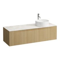 LAUFEN ARUN Zásuvkový element 1400, s 2 zásuvkami, s výrezom vpravo, s vrchnou doskou Botticino Crema vr. otvoru pre batériu, 1405x505x390 mm, Bledý dub 250, H4171371512501