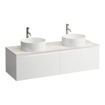 LAUFEN ARUN Zásuvkový element 1400, s 2 zásuvkami, s výrezom vľavo a vpravo, s vrchnou doskou Botticino Crema vr. otvoru pre batériu, 1405x505x390 mm, Multicolour farby 999, H4171391519991