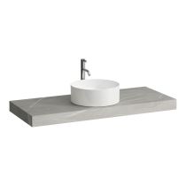 LAUFEN ARUN Umývadlová doska 1200, s výrezom uprostred, hrúbka 80 mm, vr. otvoru pre batériu, vr. 2 nástenných držiakov, 1205x505x80 mm, Výber kamenných dekorov 770, H4191251517701