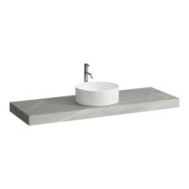 LAUFEN ARUN Umývadlová doska 1400, s výrezom uprostred, hrúbka 80 mm, vr. otvoru pre batériu, vr. 3 nástenných držiakov, 1405x505x80 mm, Výber kamenných dekorov 770, H4191351517701