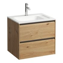 LAUFEN MEDA Skrinka pod umývadlo, 2 zásuvky, pre umývadlo H814113 z materiálu Marbond, 570x440x505 mm, Divoký dub 267, H4216720112671