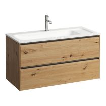 LAUFEN MEDA Skrinka pod umývadlo, 2 zásuvky, pre umývadlo H814118 z materiálu Marbond, 970x440x505 mm, Divoký dub 267, H4216920112671