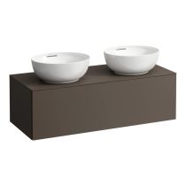 LAUFEN ILBAGNOALESSI Zásuvkový element 1200, s 1 zásuvkou, s výrezom vľavo a vpravo, pre umývadlá H818975/6, 1200x500x370 mm, Tmavohnedá 429, H4303140974291