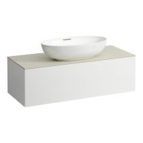 LAUFEN ILBAGNOALESSI Zásuvkový element 1200, s 1 zásuvkou, s výrezom uprostred, top Calce Avorio, pre umývadlo H818975/6, H818977/8, 1200x500x370 mm, Špeciálne farby 990, H4313110979901