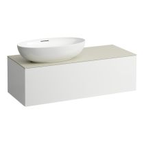 LAUFEN ILBAGNOALESSI Zásuvkový element 1200, s 1 zásuvkou, s výrezom vľavo, top Calce Avorio, pre umývadlo H818975/6, H818977/8, 1200x500x370 mm, Biela matná 260, H4313120972601