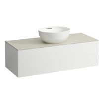 LAUFEN ILBAGNOALESSI Zásuvkový element 1200, s 1 zásuvkou, s výrezom uprostred, top Calce Avorio vr. otvoru pre batériu, pre umývadlo H818975/6, H818977/8, 1200x500x370 mm, Špeciálne farby 990, H4313150979901