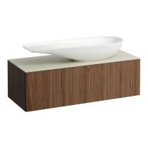 LAUFEN ILBAGNOALESSI Zásuvkový element 1200, s 1 zásuvkou, s výrezom vpravo, top Calce Avorio, pre umývadlo H818974, 1200x500x370 mm, Noce Canaletto – drevená dyha 630, H4313230976301