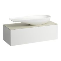 LAUFEN ILBAGNOALESSI Zásuvkový element 1200, s 1 zásuvkou, s výrezom vpravo, top Calce Avorio vr. otvoru pre batériu, pre umývadlo H818974, 1200x500x370 mm, Špeciálne farby 990, H4313250979901