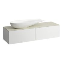 LAUFEN ILBAGNOALESSI Zásuvkový element 1600, s 2 zásuvkami, s výrezom vľavo, top Calce Avorio, pre umývadlo H818974, 1600x500x370 mm, Biela matná 260, H4313420972601