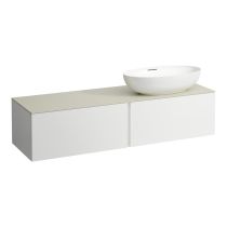 LAUFEN ILBAGNOALESSI Zásuvkový element 1600, s 2 zásuvkami, s výrezom vpravo, top Calce Avorio, pre umývadlo H818975/6, H818977/8, 1600x500x370 mm, Biela matná 260, H4313530972601