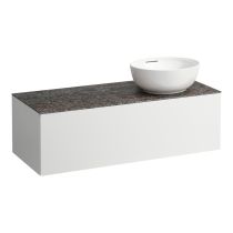 LAUFEN ILBAGNOALESSI Zásuvkový element 1200, s 1 zásuvkou, s výrezom vpravo, top Marrone Naturale vr. otvoru pre batériu, pre umývadlo H818975/6, 1200x500x370 mm, Biela matná 260, H4323170972601