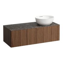 LAUFEN ILBAGNOALESSI Zásuvkový element 1200, s 1 zásuvkou, s výrezom vpravo, top Marrone Naturale vr. otvoru pre batériu, pre umývadlo H818975/6, 1200x500x370 mm, Noce Canaletto – drevená dyha 630, H4323170976301