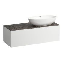 LAUFEN ILBAGNOALESSI Zásuvkový element 1200, s 1 zásuvkou, s výrezom vpravo, top Marrone Naturale vr. otvoru pre batériu, pre umývadlo H818977/8, 1200x500x370 mm, Špeciálne farby 990, H4323190979901