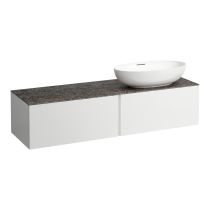 LAUFEN ILBAGNOALESSI Zásuvkový element 1600, s 2 zásuvkami, s výrezom vpravo, top Marrone Naturale, pre umývadlo H818975/6, H818977/8, 1600x500x370 mm, Biela matná 260, H4323530972601