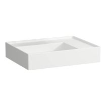 LAUFEN Kartell LAUFEN Umývadlo, odkladacia plocha vpravo, so skrytým odpadom bez otvoru pre batériu, bez prepadu, SaphirKeramik, 600x460 mm, farba Biela LCC, H8103344001121