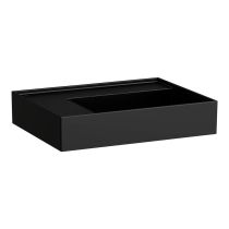 LAUFEN Kartell LAUFEN Umývadlo, odkladacia plocha vľavo, so skrytým odpadom bez otvoru pre batériu, bez prepadu, SaphirKeramik, 600x460 mm, farba Čierna matná, H8103357161121