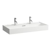LAUFEN Kartell LAUFEN Umývadlo s dvoma otvormi pre dve batérie s prepadom, 1000x460 mm, farba Biela LCC Active, H810337A001071