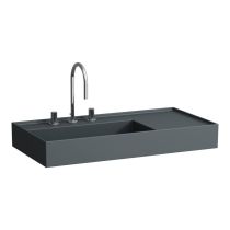LAUFEN Kartell LAUFEN Umývadlo do nábytku, vrátane odpadového ventilu s tromi otvormi pre batériu, bez prepadu, SaphirKeramik, 900x460 mm, farba Grafit mat, H8103387581581